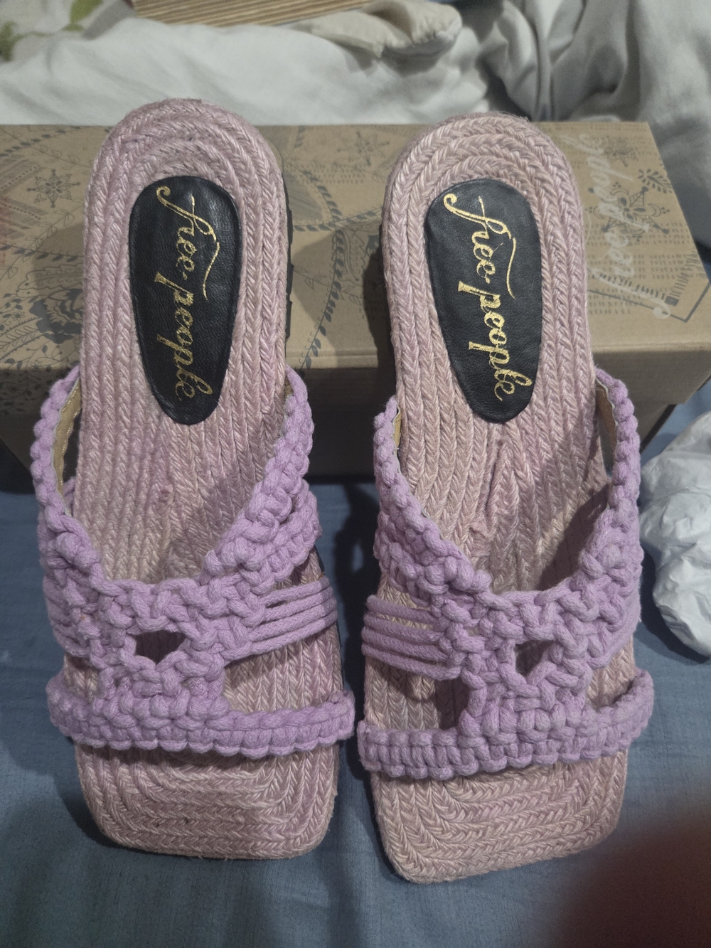 Free People Sandri Macrame Lavender Braided Slide Sandals - Women Size 9 - Picture 4 of 7